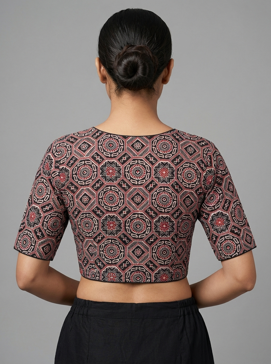 Cotton Black Ajrakh Print Blouse