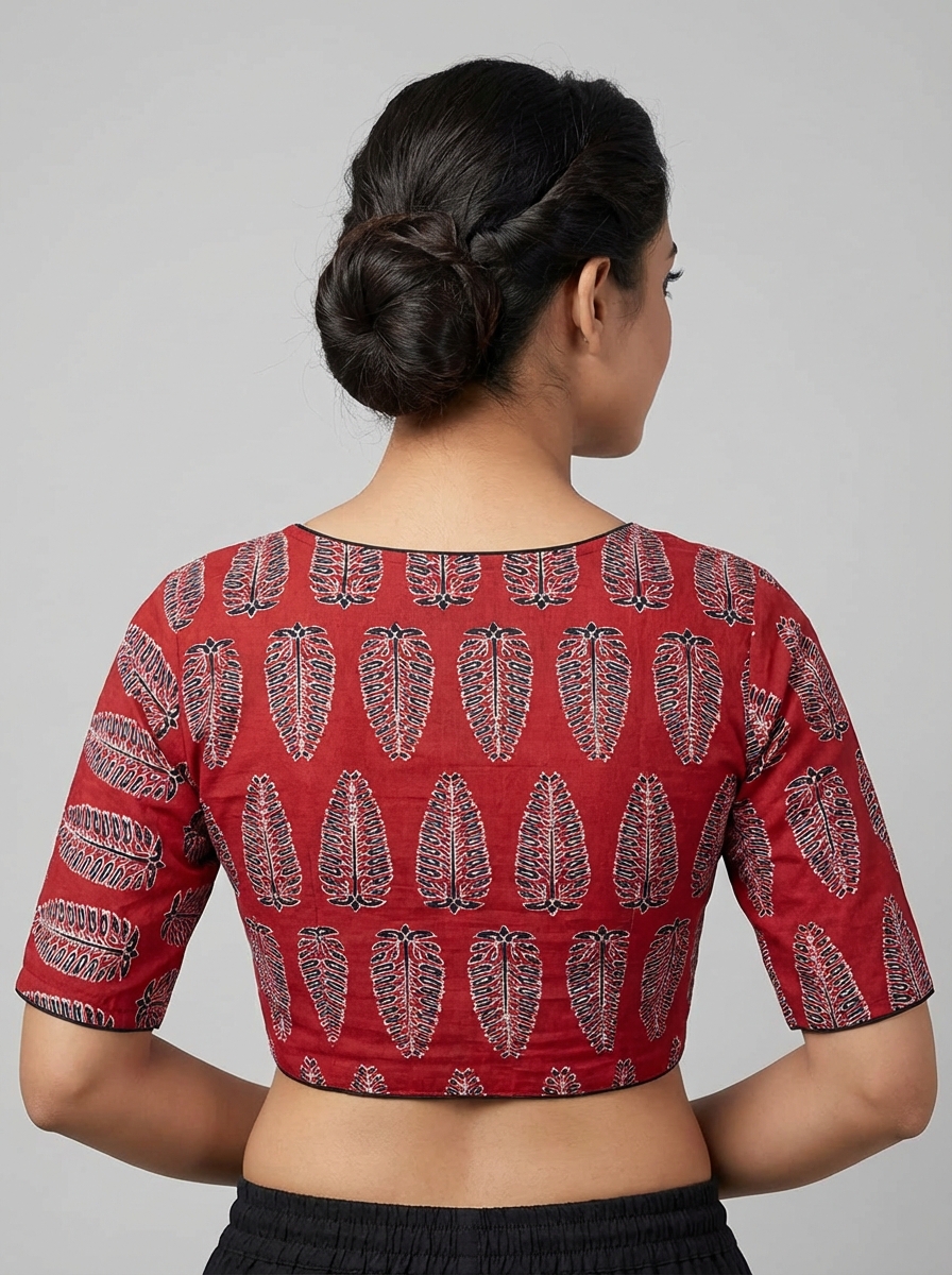 Red Ajrakh Print Cottton Blouse