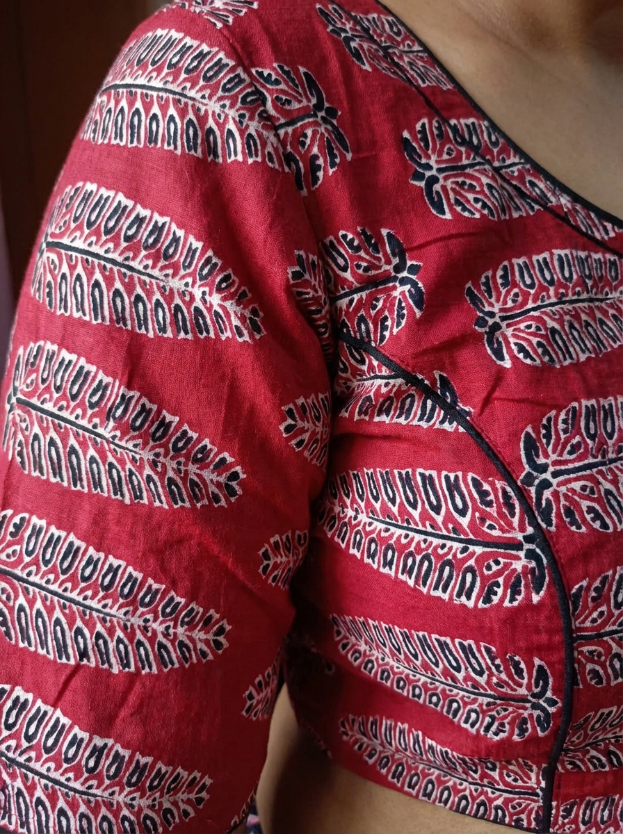 Red Ajrakh Print Cottton Blouse